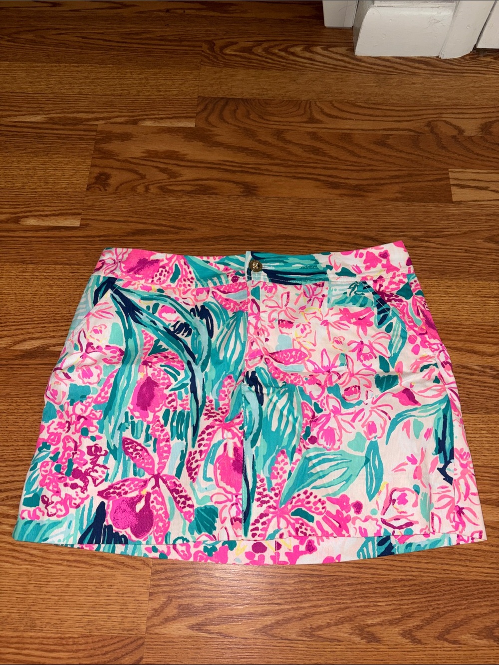 Lilly Pulitzer Tropical Floral Mini Skirt in Pink & Teal